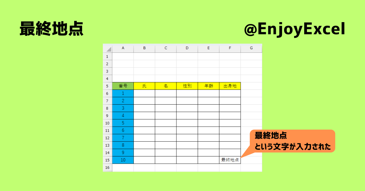 最終地点という文字が入力された